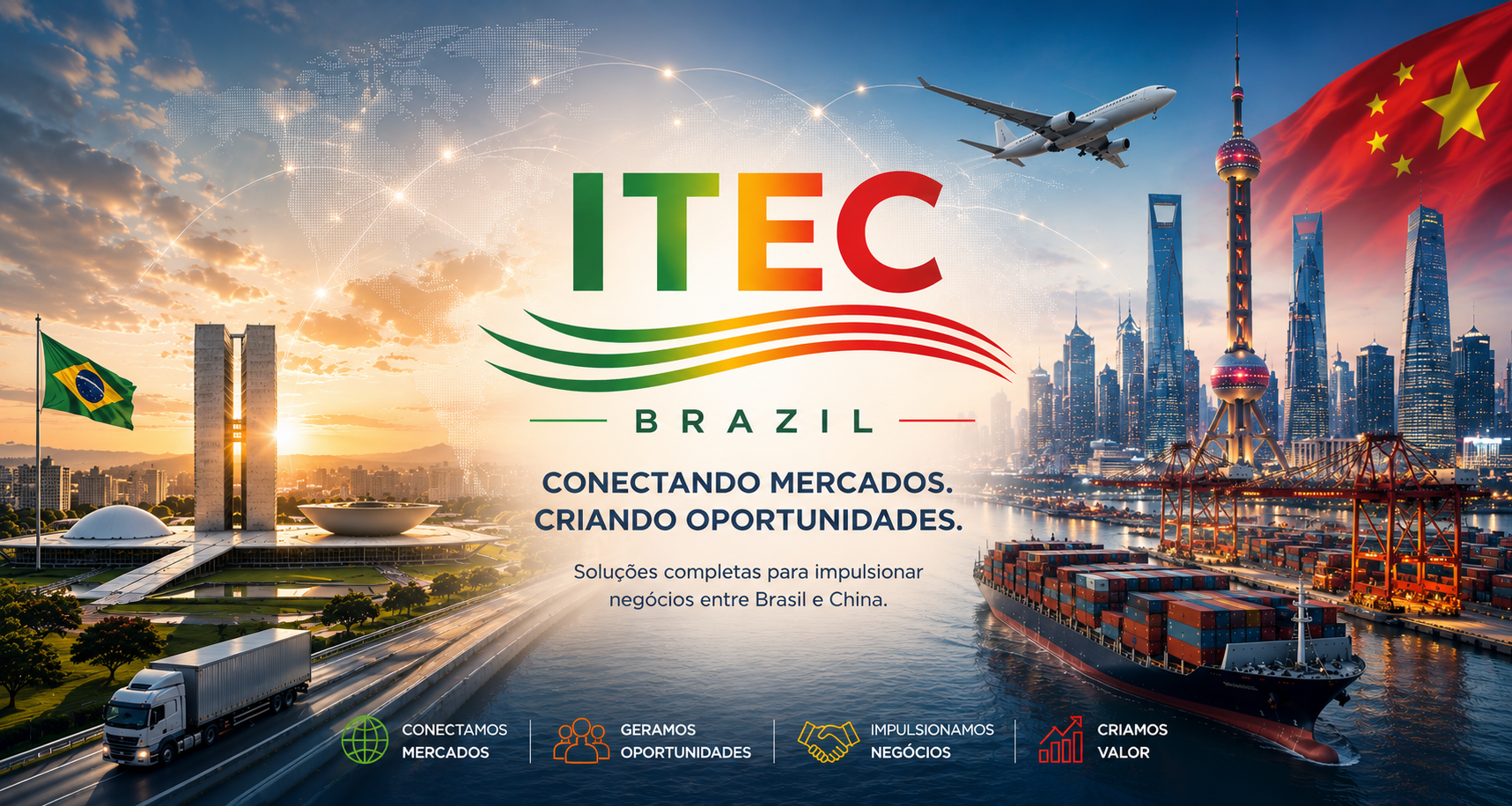 Conexão comercial e tecnológica entre Brasília e uma metrópole chinesa