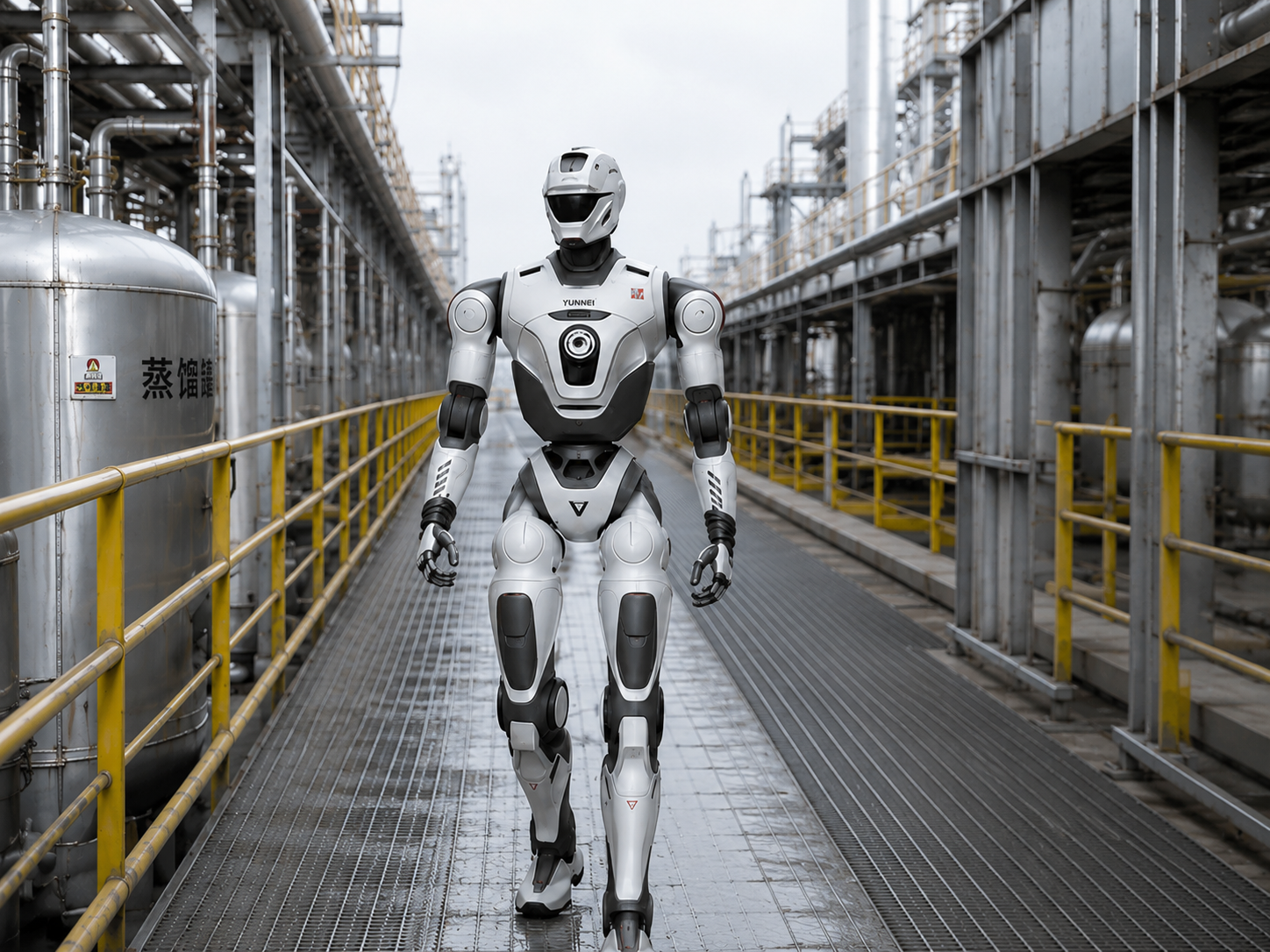 Robô humanoide em ambiente industrial